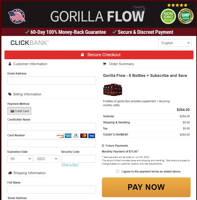 gorilla flow order page